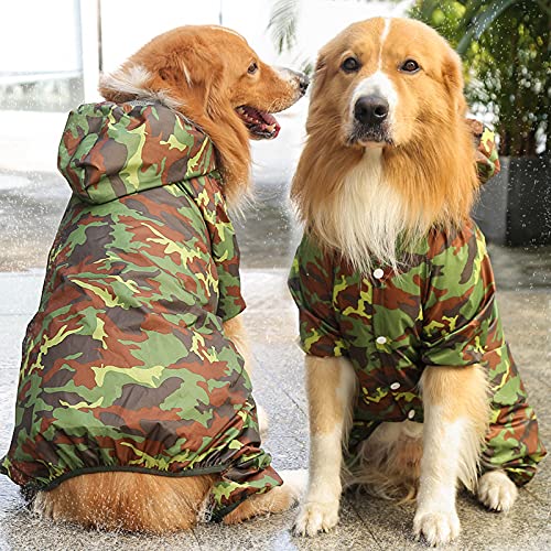 Chubasquero Impermeable de Camuflaje con Capucha para perro Poncho de Lluvia Ligero,Ultra-Light Transpirable Impermeable para Perros Pequeños, Medianos y Grandes