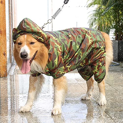 Chubasquero Impermeable de Camuflaje con Capucha para perro Poncho de Lluvia Ligero,Ultra-Light Transpirable Impermeable para Perros Pequeños, Medianos y Grandes