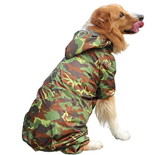 Chubasquero Impermeable de Camuflaje con Capucha para perro Poncho de Lluvia Ligero,Ultra-Light Transpirable Impermeable para Perros Pequeños, Medianos y Grandes