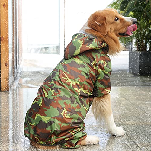 Chubasquero Impermeable de Camuflaje con Capucha para perro Poncho de Lluvia Ligero,Ultra-Light Transpirable Impermeable para Perros Pequeños, Medianos y Grandes