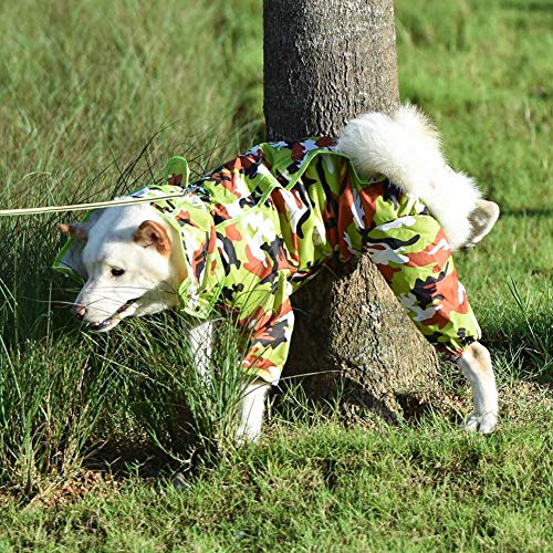 Chubasquero impermeable para perros con capucha transpirable y ligero Poncho de lluvia para perros pequeños, medianos y grandes (12, camuflaje verde)