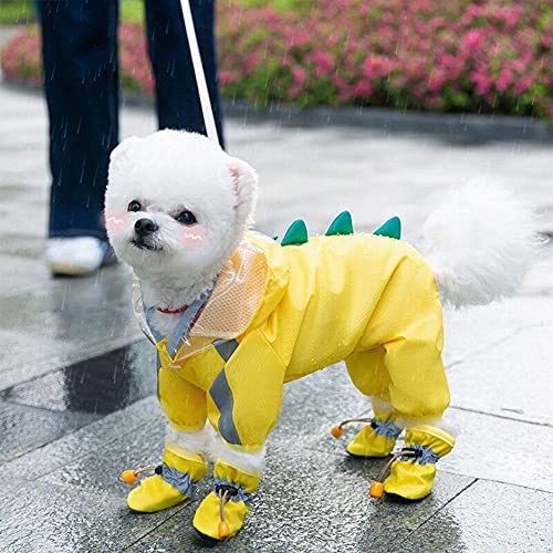 Chubasquero para perro de cuatro patas impermeable, todo incluido, pequeño, mediano tamaño grande, protección para el vientre, poncho con capucha con tira reflectante impermeable para mascotas