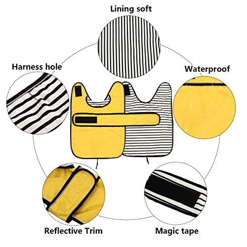 Chubasquero para perro Morezi, cortaviento e impermeable, con tiras reflectantes y cinturón ajustable, apto para perros salchicha-amarillo-L