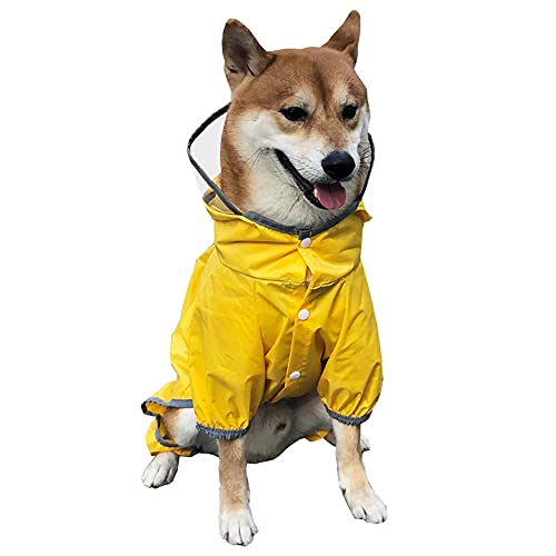 Chubasquero para Perros, Ajustable Impermeable Mascota Perro Chaqueta con Capucha, Ultra-Light Transpirable Pequeños Medianos Grandes (L)