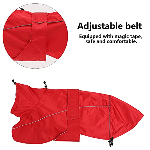 Chubasquero para Perros MOREZI, Impermeable/Impermeable, con cordón, cinturón y Bordes Reflectantes, Apto para Galgos y Perros de tamaño Mediano a Grande-Rojo-XL