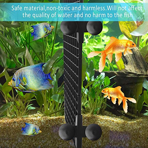 Chudian 5pcs Separador Acuario Rejilla del Acuario Divisor para Acuarios con 10pcs Clips de Ventosas, 30 * 15cm Negro, Diámetro de Rejilla: 15 mm