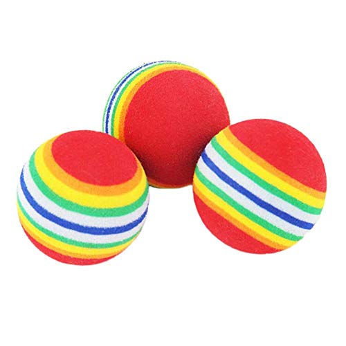 CHUN 30 Uds, Pelotas de Juguete para Mascotas arcoíris, Pelotas de Entrenamiento de Golf de 35mm, Pelotas de Espuma, Pelotas de Tenis de Juguete, Pelotas de Juego para Perros, Gatos