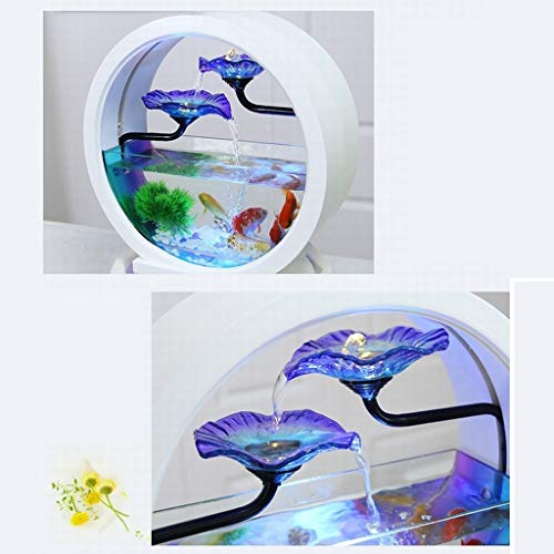 Chunshop Tanque de Peces de Acuario Creativa de Cristal Redondo Goldfish Cilindro de la Sala de Escritorio pequeño ecológica Inicio de Tanque Acuario Kit de pecera