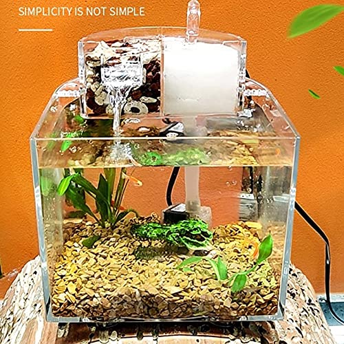 Chunshop Tanque de Peces de Acuario Mini Tablero de Escritorio de Tanques de Acuario for Peces pequeños Acuarios despejados Outlet de Cascada con Filtro de Bomba silencioso Algodón Kit de pecera