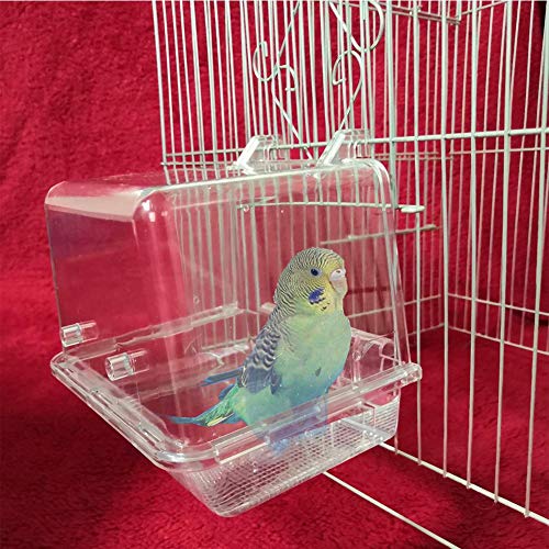 Cikonielf Casa de baño para pájaros, caseta de baño para pájaros, bañera, caseta de pájaros, pajarera, comedero de pájaros, loros, comida, bañera, caja (#1)