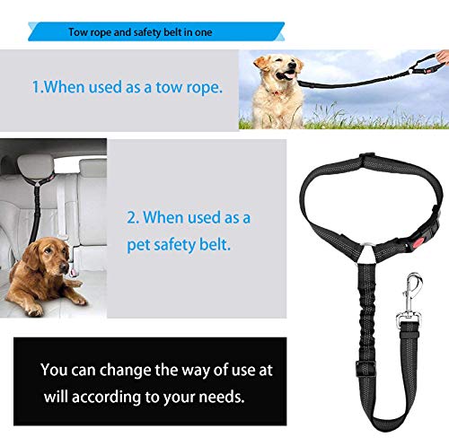 Cinturón de Seguridad para Perros,arnés y Correa para Perros 2 en 1, cinturón de Seguridad Ajustable elástico para Perros con absorción de Impactos,Adecuado para Perros,Gatos y Todo Tipo de Coches