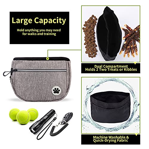 CkFyahp Bolsa para golosinas para perros, bolsa de comida para perros, impermeable, bolsa para comida, bolsa para el entrenamiento de perros, bolsa de golosinas con cierre a presión y cinturón