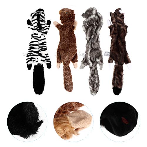 CLISPEED 4 Piezas Perro Chirriante Juguetes Cachorro Mordedura Juguetes de Peluche Mascota Mordedura Animal Juguete Cebra Elefante Lobo Marmota Estilo Mascota Juguete Interactivo