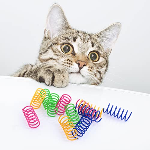 cobee Cat Spring Toys 20pcs Gatito Colorful Spring Cat Toy Bobina de plástico sin BPA Resortes en espiral Juguete interactivo Bobina de plástico Resortes en espiral Interactivo para gatito gato