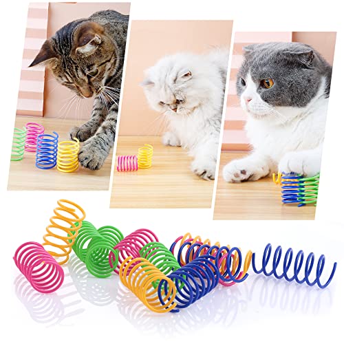 cobee Cat Spring Toys 20pcs Gatito Colorful Spring Cat Toy Bobina de plástico sin BPA Resortes en espiral Juguete interactivo Bobina de plástico Resortes en espiral Interactivo para gatito gato