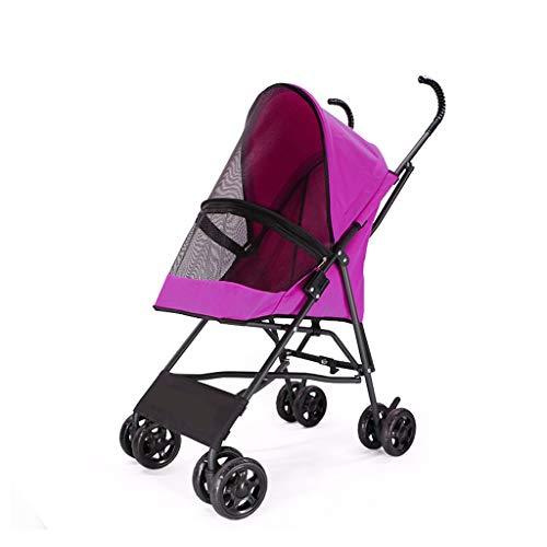 Cochecito Plegable Mascotas, 4 Ruedas Cochecito For Perros De Fácil Plegado For Perros Pequeños De Tamaño Mediano Gatos Silla De Paseo For Perros Discapacitados Reduce La Ansiedad (Color : Rose)