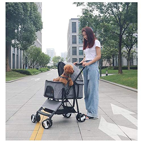 Cochecito Plegable Mascotas, Rotación De 360 ​​° Rueda Delantera Pet Pet Stroller For Perros Pequeños De Tamaño Mediano Gatos Silla De Paseo For Perros Discapacitados Reduce La Ansiedad