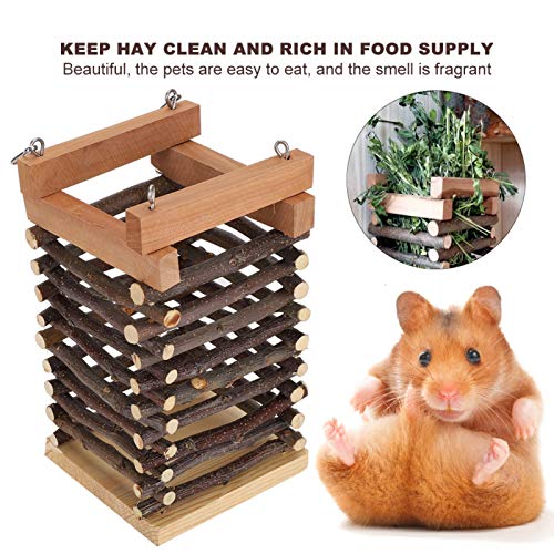 Cocosity Pesebre alimentador Suministros para Animales pequeños Pesebre de Paja para Mascotas, Estante de heno de Madera, Duradero para Conejo, Chinchilla, marmota, Conejillo de Indias