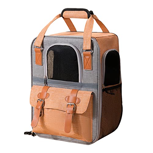 Coholl Mochila para perros y gatos para gatos y perros cachorros, transpirable y plegable, mochila para perros y gatos, para senderismo, viajes, para exteriores (naranja)