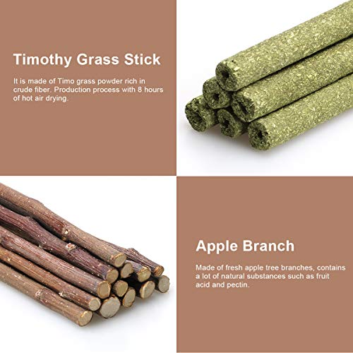 COITEK Manzana Chew Sticks, 100% Natural Apple Sticks Pet Chew Juguetes, Apto para Conejos, Chinchillas, cobayas, hámsteres, Masticar/Jugar