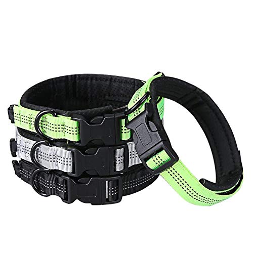 Collar Acolchado para Perro, Collar Reflectante para Correr, Collar Deportivo Premium Extra para Perros Activos, Plateado, M 2,5 x 37-41 cm