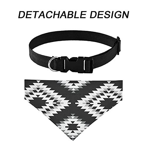 Collar de martingala ajustable para perros y gatos, diseño tribal y oriental, color blanco, gris y negro, con solapa, para mascotas, con hebilla, pañuelo triangular, baberos para mascotas, bufanda