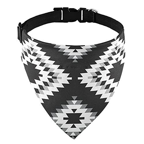 Collar de martingala ajustable para perros y gatos, diseño tribal y oriental, color blanco, gris y negro, con solapa, para mascotas, con hebilla, pañuelo triangular, baberos para mascotas, bufanda