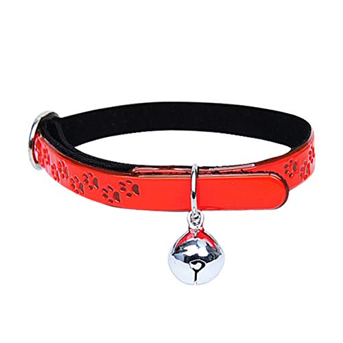 Collar de mascota, gatito Bell huellas reflectantes Collar de gato Correa de tracción ajustable Suministro de mascotas - Naranja