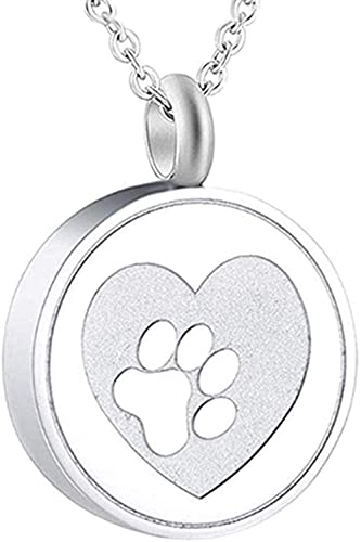 Collar de medallón de urna de cremación de acero inoxidable con estampado de pata de mascota con grabado gratis, ataúd de cenizas de perro / gato, joyería de recuerdo