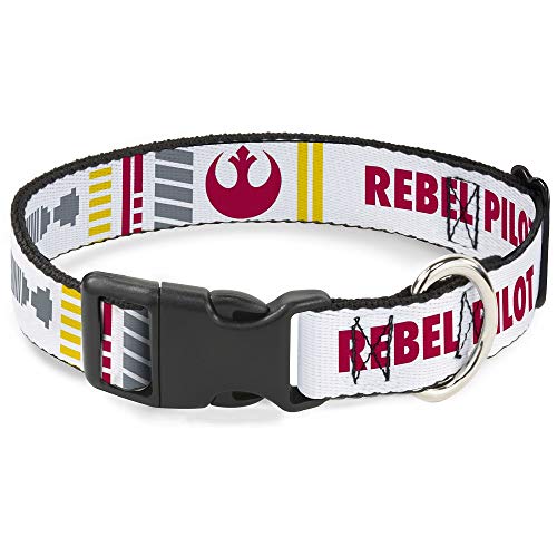 Collar de Perro Clip de plástico Star Wars Rebel Pilot Alliance Insignia X Wing Fighter 13 a 18 Pulgadas 1.5 Pulgadas de Ancho