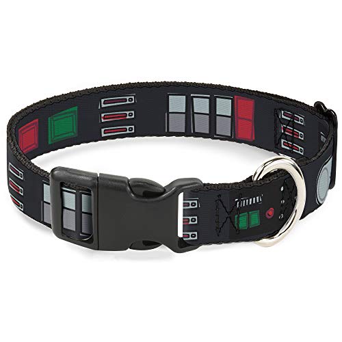 Collar de plástico para perro con clip de Star Wars, Darth Vader, ribete a cinturón de utilidad, 3 negros, grises, rojos, disponible en tamaños ajustables para perros pequeños, medianos y grandes