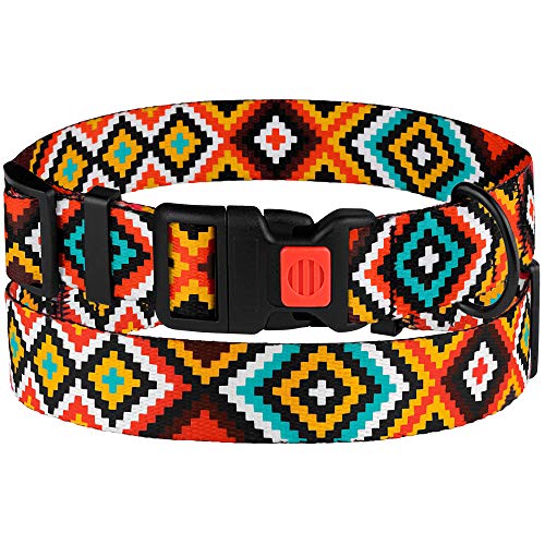 CollarDirect Collar de Perro Azteca Ajustable de Nailon con patrón Tribal geométrico para Perros pequeños, medianos y Grandes