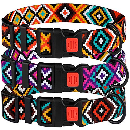 CollarDirect Collar de Perro Azteca Ajustable de Nailon con patrón Tribal geométrico para Perros pequeños, medianos y Grandes