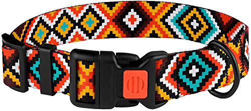 CollarDirect Collar de Perro Azteca Ajustable de Nailon con patrón Tribal geométrico para Perros pequeños, medianos y Grandes