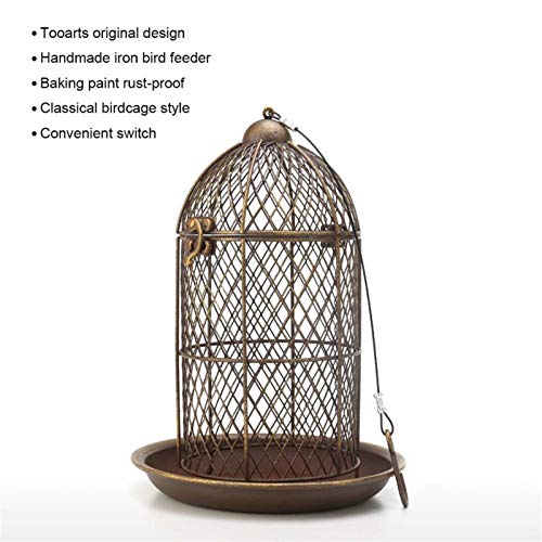 Comedero Exterior para Pájaros Alimentador de pájaros Alimentador de jaula de aves Colgando Pájaro salvaje Casa de metal Alimentador de Metal Patio trasero Decoración Jaula de pájaros Accesorio Regalo