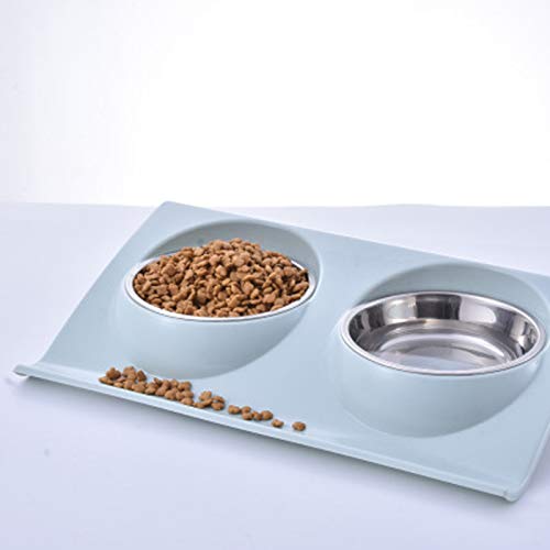 Comedero Plato para Gatos,Animal Mascotas Cuencos Durable Comedero Doble de Acero Inoxidable,con Diseño Antideslizante y Antiderrames,para Perros y Mascotas, alimentador de Agua para Gatos y Cachorros