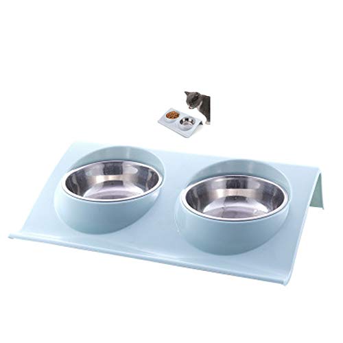 Comedero Plato para Gatos,Animal Mascotas Cuencos Durable Comedero Doble de Acero Inoxidable,con Diseño Antideslizante y Antiderrames,para Perros y Mascotas, alimentador de Agua para Gatos y Cachorros