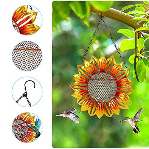 Comederos para pájaros silvestres Los criadores de pájaros al aire libre de girasol de metal de 10"se pueden colgar en árboles del jardín del patio con gancho Comedero para pájaros de fácil