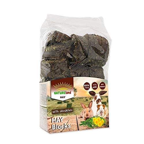 Cominter Bloques de heno y Diente de león para Conejos y roedores Placek Natureland -600gr