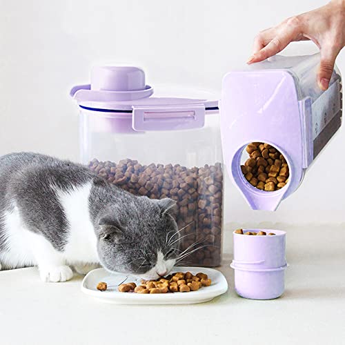 Contenedor de alimentación para animales de 2 kg, recipiente para alimentos de plástico libre de BPA, hermético, con división de medidas de 4.4 libras / 2 kg, caja de almacenamiento para mascotas