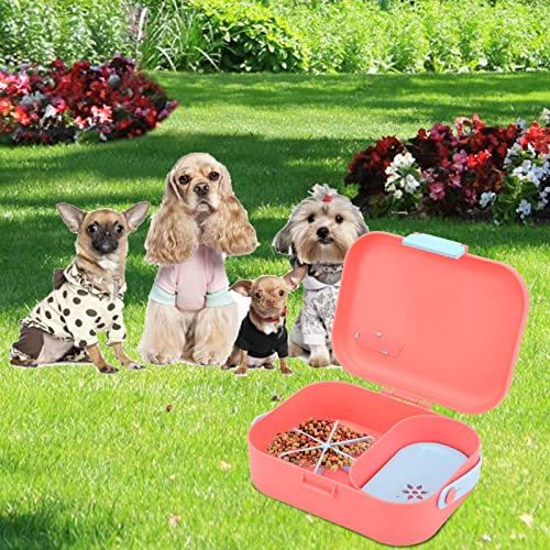 Contenedor de Comida para Perros, Caja de Comida para Mascotas Libre de venenos Borde Redondeado Inodoro para Exteriores para Viajar Rosado