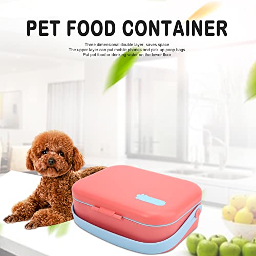 Contenedor de Comida para Perros, Caja de Comida para Mascotas Libre de venenos Borde Redondeado Inodoro para Exteriores para Viajar Rosado