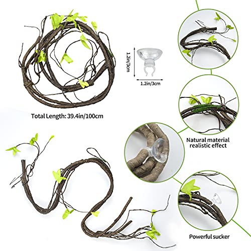 Correa ajustable de dragón barbudo con alas de murciélago, pajarita y hamaca de lagarto, decoración de enredaderas de la selva, arnés de lagarto, dragón barbudo, accesorios de hamaca de vid artificial