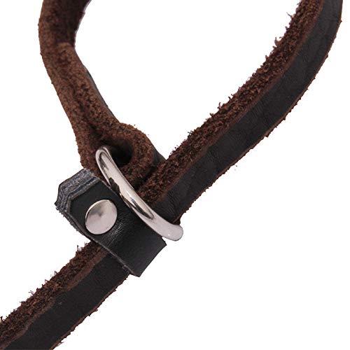 Correa De Cadena Para Perro P De Cuero Genuino, Collar Para Mascotas, Correa Para Caminar, Cuerda De Tracción Para Perros Grandes De Cuero Real Para Perros Pequeños Y Medianos Grandes-Marrón_El 1.2Cmx