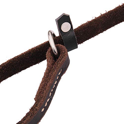 Correa De Cadena Para Perro P De Cuero Genuino, Collar Para Mascotas, Correa Para Caminar, Cuerda De Tracción Para Perros Grandes De Cuero Real Para Perros Pequeños Y Medianos Grandes-Marrón_El 1.2Cmx