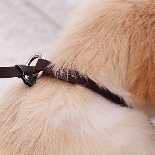 Correa De Cadena Para Perro P De Cuero Genuino, Collar Para Mascotas, Correa Para Caminar, Cuerda De Tracción Para Perros Grandes De Cuero Real Para Perros Pequeños Y Medianos Grandes-Marrón_El 1.2Cmx