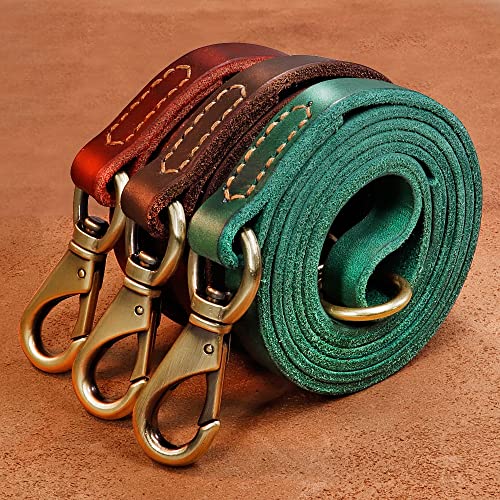 Correa de perro de cuero real para perros de 150 cm, correa de entrenamiento para caminar, cuero genuino para perros medianos y grandes, correa de perro (color: rojo, tamaño: S)