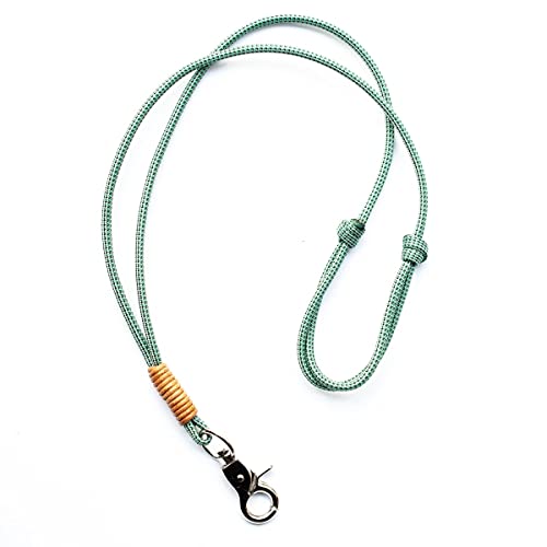 Correa para el cuello con mosquetón pequeño para silbato o llaves, color menta, negro y gris, ajustable, compatible con silbato de perro Acme