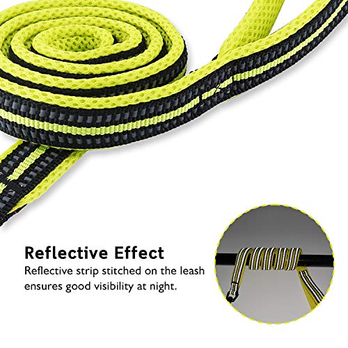 Correa para Perros Pequeños Grandes Medianos Reflectante Acolchado Suave Cómoda de Usar Evitar Fricción Antideslizante Resistente Nylon con Etiqueta de Nombre Verde (S, 110cm)