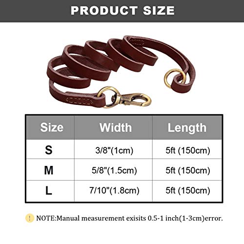 Correa Perro 1,5 M cuero real correa correa cuerda mascota caminar corriendo correa plomo para pequeños perros grandes grandes correa de cuero genuino correa cuerda Correa de Adiestramiento para Perro